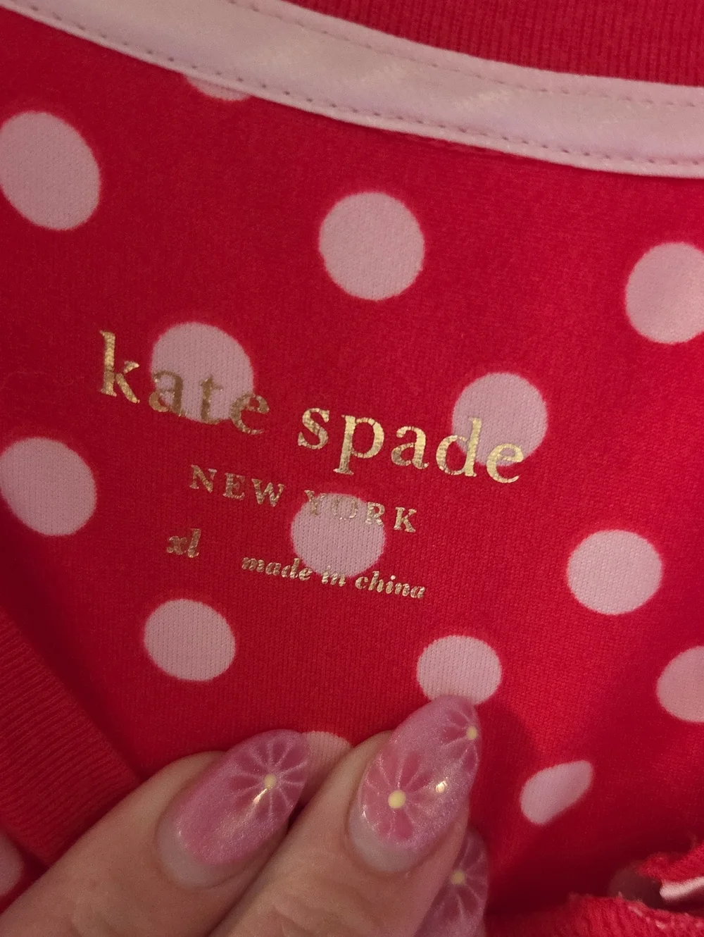 kate spade Red and White Polka Dot Pajama Set - Long Sleeve Top & Pants XL